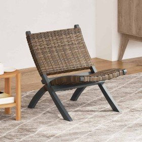 Silla de ratán kubu natural y madera maciza de caoba gris en Sillones | Comprar online en Foru.es