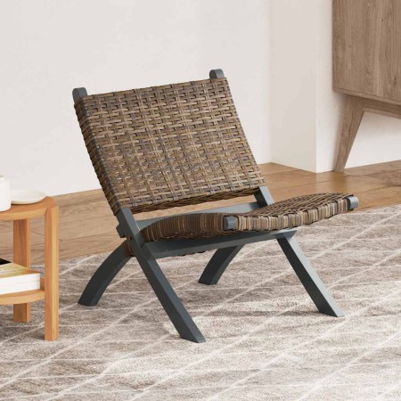 Silla de ratán kubu natural y madera maciza de caoba gris en Sillones | Comprar online en Foru.es