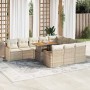 Set sofás jardín y cojines 11 pzas ratán sintético acacia beige en Conjuntos de jardín | Comprar online en Foru.es