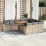 Set sofás jardín y cojines 11 pzas ratán sintético acacia beige en Conjuntos de jardín | Comprar online en Foru.es