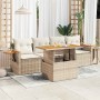 Set sofás jardín y cojines 5 pzas ratán sintético acacia beige en Conjuntos de jardín | Comprar online en Foru.es