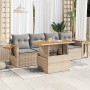 Set sofás jardín y cojines 5 pzas ratán sintético acacia beige en Conjuntos de jardín | Comprar online en Foru.es