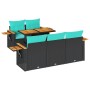 Set de sofás de jardín 6 piezas y cojines ratán sintético negro en Conjuntos de jardín | Comprar online en Foru.es