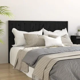 Solid black pine wood bed headboard 125.5x4x100 cm by vidaXL, Headboards and footboards - Ref: Foro24-818084, Price: 36,91 €,...