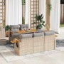 Set sofás jardín y cojines 6 pzas ratán sintético acacia beige en Conjuntos de jardín | Comprar online en Foru.es