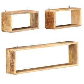 Juego de estantes cubo de pared 3 piezas madera maciza de mango en Estanterías | Comprar online en Foru.es