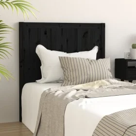 Solid black pine wood bed headboard 95.5x4x100 cm by vidaXL, Headboards and footboards - Ref: Foro24-818074, Price: 37,73 €, ...