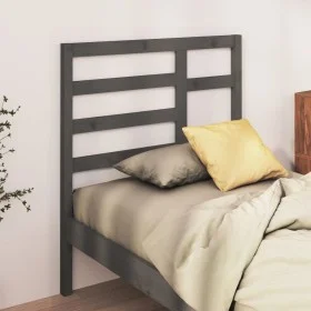Cabecero de cama madera maciza de pino gris 106x4x104 cm de vidaXL, Cabeceros y pies de cama - Ref: Foro24-818127, Precio: 25...