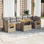 Set sofás jardín y cojines 8 pzas ratán sintético acacia beige en Conjuntos de jardín | Comprar online en Foru.es