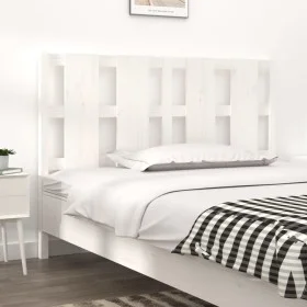 Solid white pine wood bed headboard 125.5x4x100 cm by vidaXL, Headboards and footboards - Ref: Foro24-817981, Price: 35,85 €,...