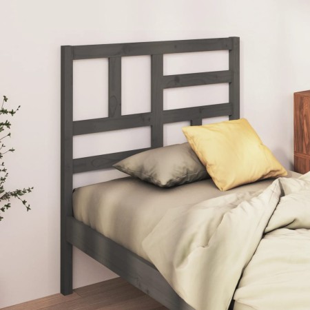 Cabecero de cama madera maciza de pino gris 96x4x104 cm de vidaXL, Cabeceros y pies de cama - Ref: Foro24-818172, Precio: 32,...