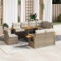 Set sofás jardín y cojines 9 pzas ratán sintético acacia beige en Conjuntos de jardín | Comprar online en Foru.es