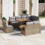 Set sofás jardín y cojines 9 pzas ratán sintético acacia beige en Conjuntos de jardín | Comprar online en Foru.es