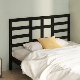 Solid black pine wood bed headboard 146x4x104 cm by vidaXL, Headboards and footboards - Ref: Foro24-818144, Price: 31,44 €, D...