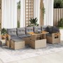 Set sofás jardín y cojines 8 pzas ratán sintético acacia beige en Conjuntos de jardín | Comprar online en Foru.es