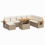 Set sofás jardín y cojines 9 pzas ratán sintético acacia beige en Conjuntos de jardín | Comprar online en Foru.es