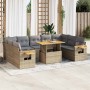 Set sofás jardín y cojines 10 pzas ratán sintético acacia beige en Conjuntos de jardín | Comprar online en Foru.es
