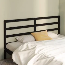 Solid black pine wood bed headboard 206x4x100 cm by vidaXL, Headboards and footboards - Ref: Foro24-817664, Price: 30,07 €, D...