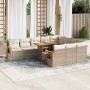 Set sofás jardín y cojines 11 pzas ratán sintético acacia beige en Conjuntos de jardín | Comprar online en Foru.es