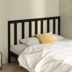 Solid black pine wood bed headboard 146x4x100 cm by vidaXL, Headboards and footboards - Ref: Foro24-817744, Price: 30,07 €, D...