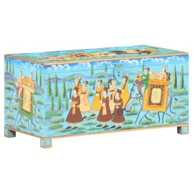 Caja almacenaje pintada a mano madera maciza mango 80x40x40 cm en Baúles de almacenamiento | Comprar online en Foru.es