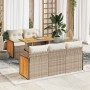 Set sofás jardín y cojines 6 pzas ratán sintético acacia beige en Conjuntos de jardín | Comprar online en Foru.es