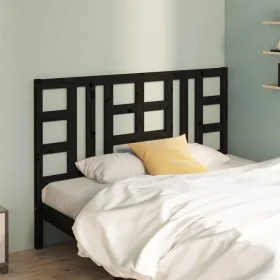 Solid black pine wood bed headboard 146x4x100 cm by vidaXL, Headboards and footboards - Ref: Foro24-817844, Price: 39,06 €, D...