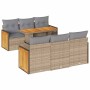 Set sofás jardín y cojines 7 pzas ratán sintético acacia beige en Conjuntos de jardín | Comprar online en Foru.es