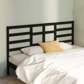 Solid black pine wood bed headboard 206x4x104 cm by vidaXL, Headboards and footboards - Ref: Foro24-818164, Price: 35,54 €, D...