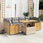 Set sofás jardín y cojines 7 pzas ratán sintético acacia beige en Conjuntos de jardín | Comprar online en Foru.es