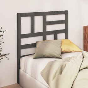 Cabecero de cama madera maciza de pino gris 106x4x104 cm de vidaXL, Cabeceros y pies de cama - Ref: Foro24-818177, Precio: 45...
