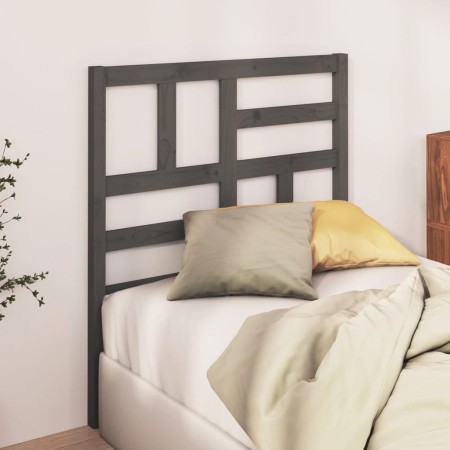 Cabecero de cama madera maciza de pino gris 106x4x104 cm de vidaXL, Cabeceros y pies de cama - Ref: Foro24-818177, Precio: 45...