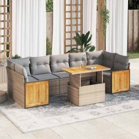 Set sofás jardín y cojines 8 pzas ratán sintético acacia beige en Conjuntos de jardín | Comprar online en Foru.es