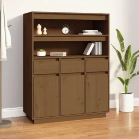 Aparador alto madera maciza de pino marrón miel 89x40x116,5 cm de vidaXL, Aparadores - Ref: Foro24-818218, Precio: 185,25 €, ...