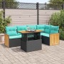Set sofás jardín y cojines 6 pzas ratán sintético acacia negro en Conjuntos de jardín | Comprar online en Foru.es