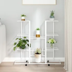 Soporte para flores con ruedas hierro blanco 94,5x24,5x91,5 cm de vidaXL, Soportes para macetas - Ref: Foro24-343122, Precio:...