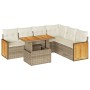 Set sofás jardín y cojines 7 pzas ratán sintético acacia beige en Conjuntos de jardín | Comprar online en Foru.es