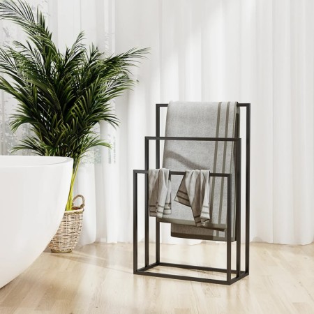 Toallero de pie de hierro negro 48x24x79 cm de vidaXL, Toalleros - Ref: Foro24-343090, Precio: 47,36 €, Descuento: %