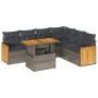 Set sofás jardín y cojines 7 pzas ratán sintético acacia gris en Conjuntos de jardín | Comprar online en Foru.es