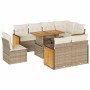 Set sofás jardín y cojines 9 pzas ratán sintético acacia beige en Conjuntos de jardín | Comprar online en Foru.es