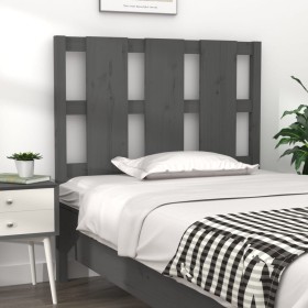 Cabecero de cama madera maciza de pino gris 95,5x4x100 cm de vidaXL, Cabeceros y pies de cama - Ref: Foro24-817972, Precio: 2...