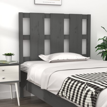 Cabecero de cama madera maciza de pino gris 95,5x4x100 cm de vidaXL, Cabeceros y pies de cama - Ref: Foro24-817972, Precio: 2...