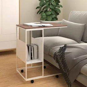 Mesa auxiliar con ruedas contrachapado blanco 55x36x63,5 cm de vidaXL, Mesas de centro - Ref: Foro24-343110, Precio: 39,95 €,...