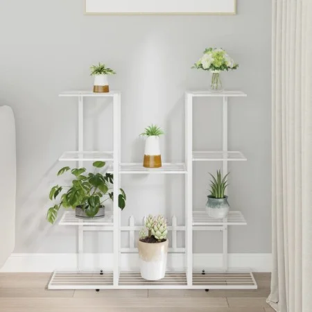 Soporte para flores de hierro blanco 94,5x25x89 cm de vidaXL, Soportes para macetas - Ref: Foro24-343120, Precio: 58,48 €, De...
