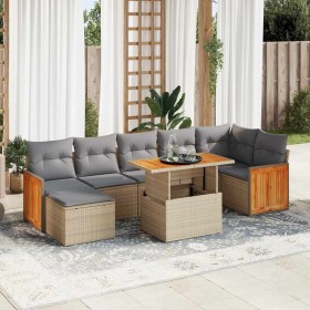 Set sofás jardín y cojines 8 pzas ratán sintético acacia beige en Conjuntos de jardín | Comprar online en Foru.es
