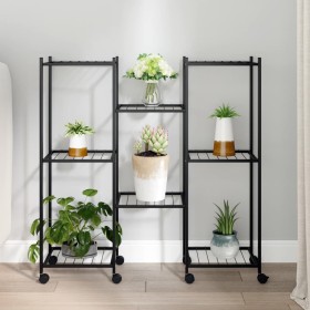 Soporte para flores con ruedas hierro negro 83x25x83,5 cm de vidaXL, Soportes para macetas - Ref: Foro24-343128, Precio: 49,8...