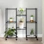 Soporte para flores con ruedas hierro negro 83x25x83,5 cm de vidaXL, Soportes para macetas - Ref: Foro24-343128, Precio: 49,1...