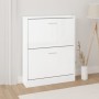 Mueble zapatero madera contrachapada blanco brillo 59x17x81 cm de vidaXL, Zapateros y organizadores de calzado - Ref: Foro24-...