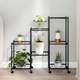 Soporte para flores con ruedas hierro negro 83x25x83,5 cm de vidaXL, Soportes para macetas - Ref: Foro24-343130, Precio: 53,6...