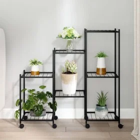 Soporte para flores con ruedas hierro negro 83x25x83,5 cm de vidaXL, Soportes para macetas - Ref: Foro24-343130, Precio: 52,4...